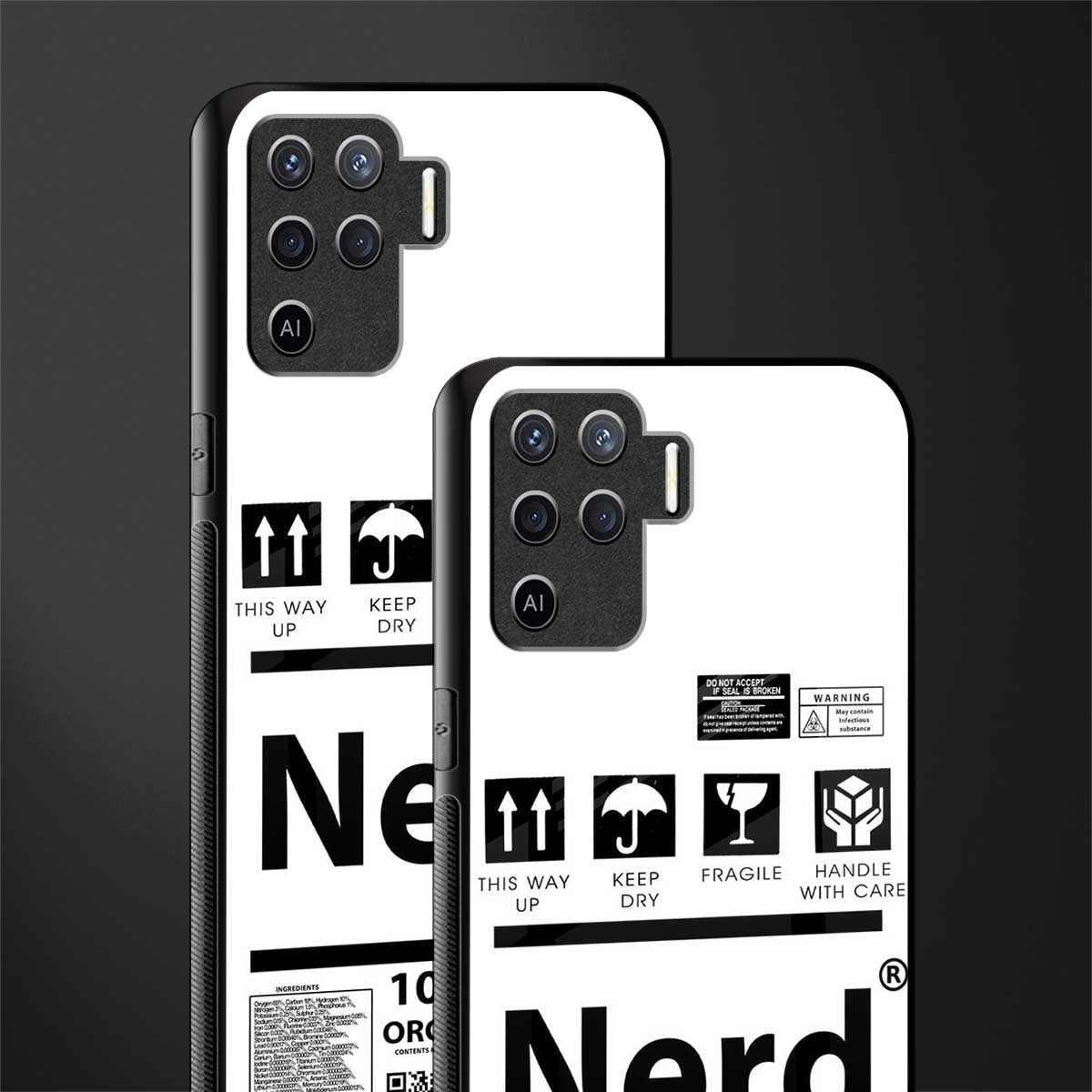 nerd white label glass case for oppo f19 pro image-2