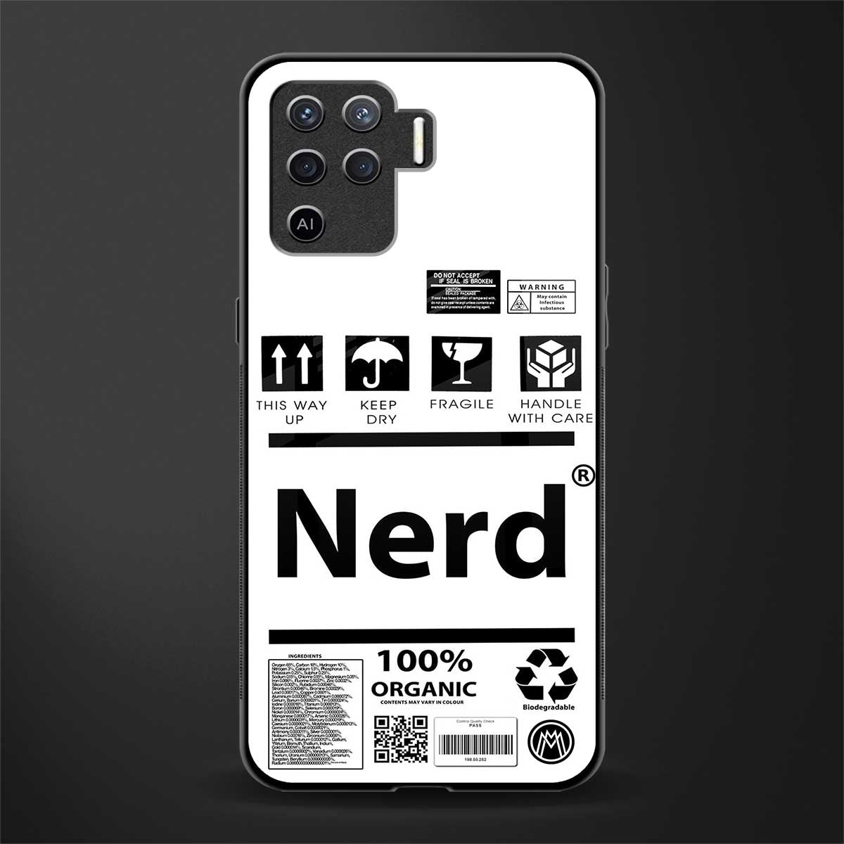 nerd white label glass case for oppo f19 pro image