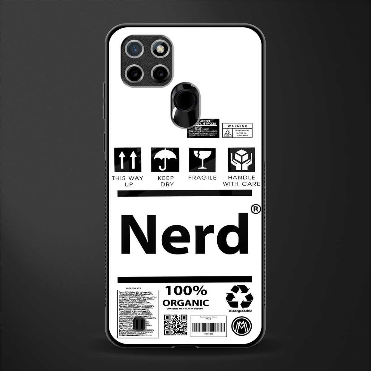 nerd white label glass case for realme c21 image