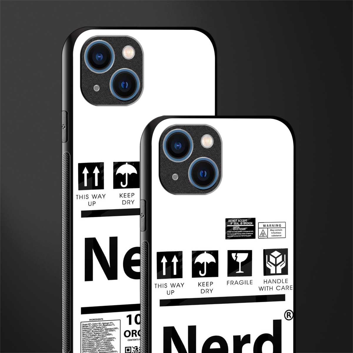 nerd white label glass case for iphone 13 image-2