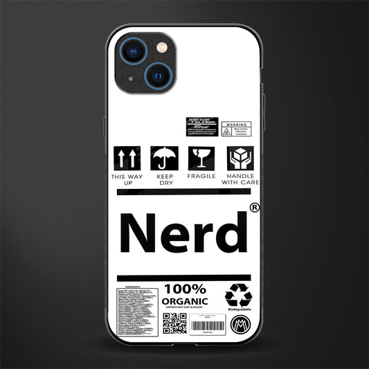 nerd white label glass case for iphone 13 image