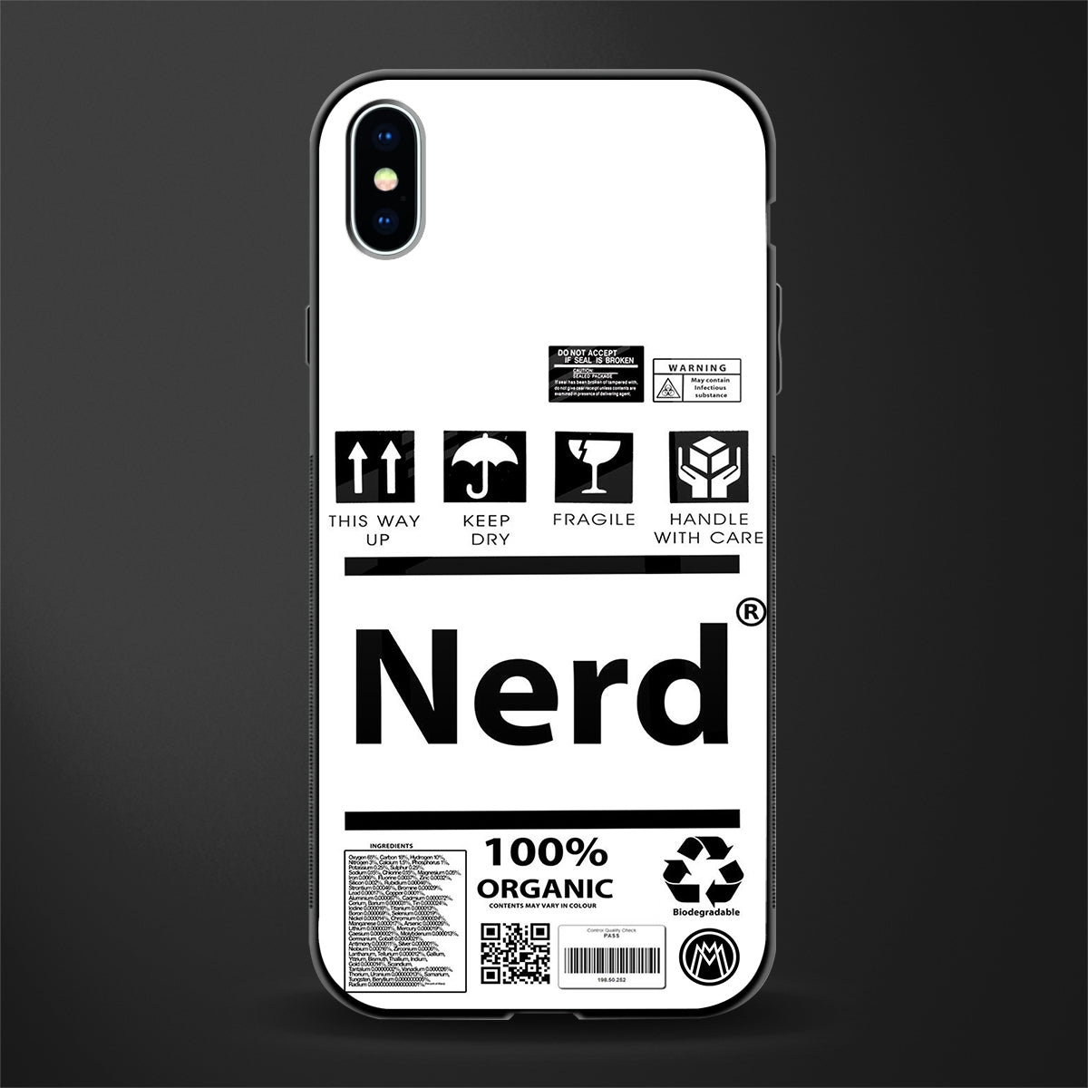 nerd white label glass case for iphone xs max image