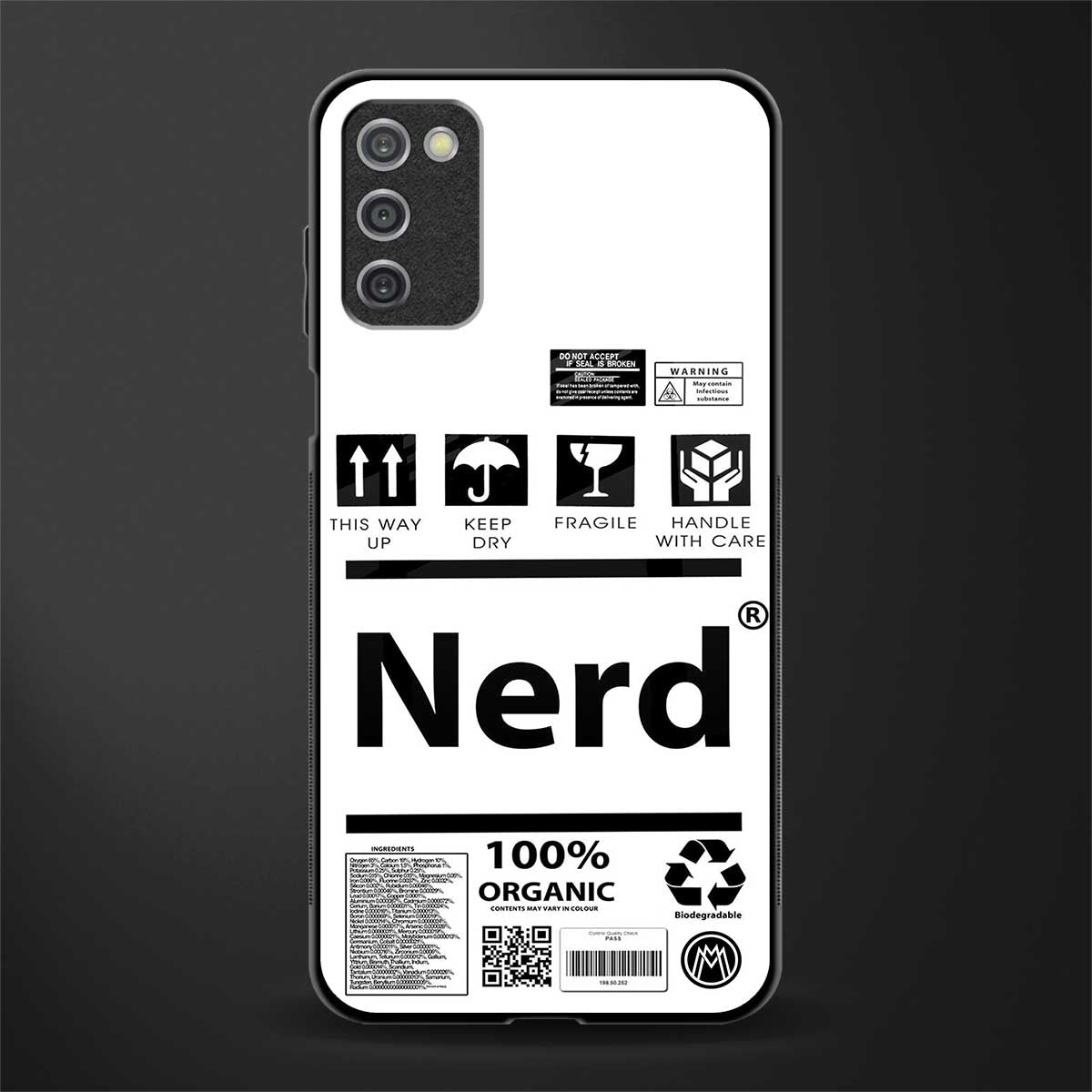 nerd white label glass case for samsung galaxy a03s image