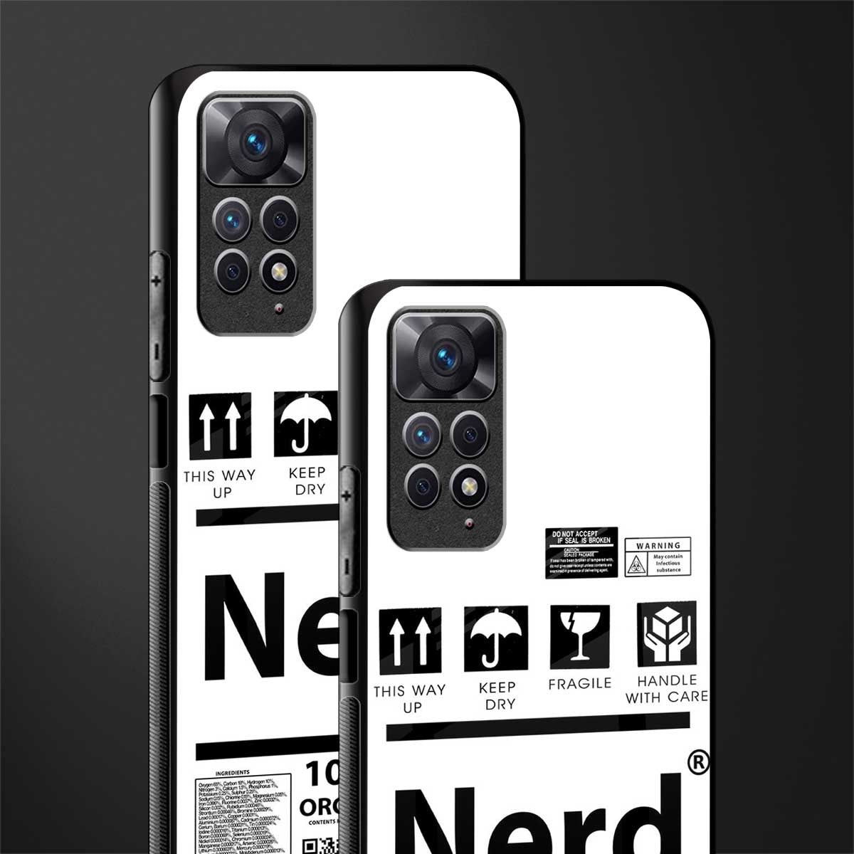 nerd white label back phone cover | glass case for redmi note 11 pro plus 4g/5g