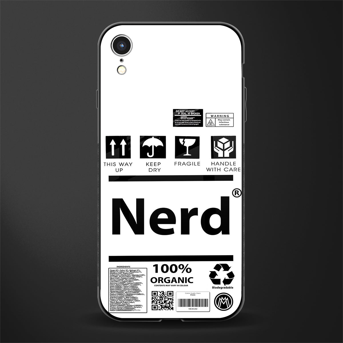nerd white label glass case for iphone xr image