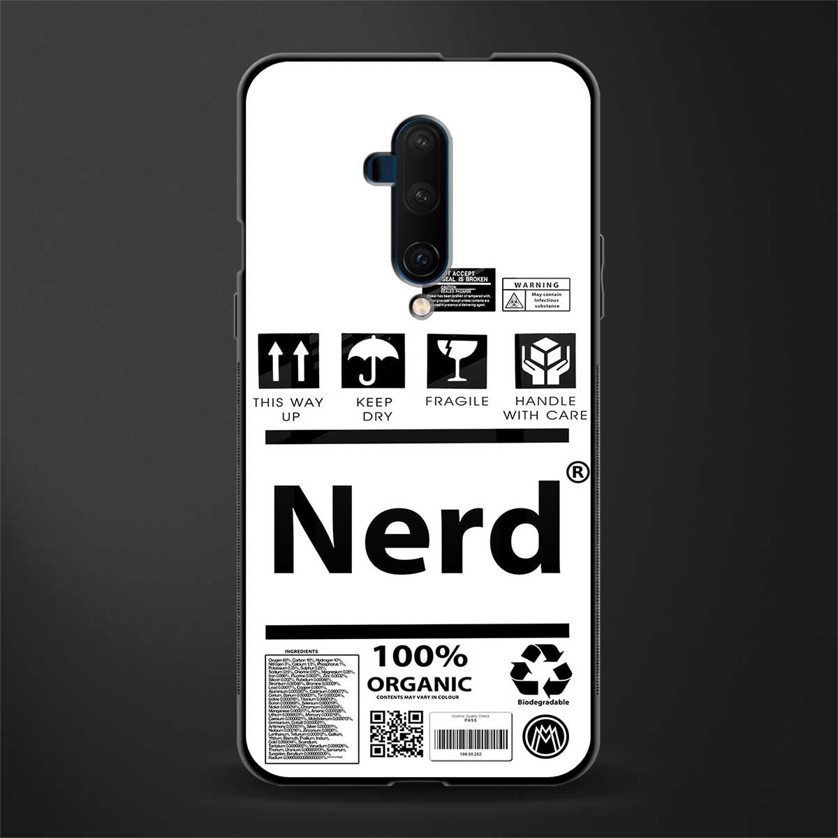 nerd white label glass case for oneplus 7t pro image