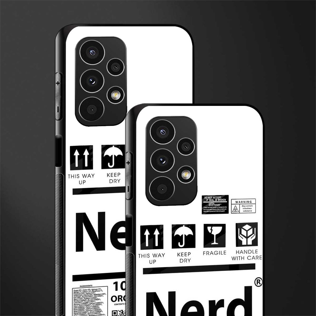 nerd white label back phone cover | glass case for samsung galaxy a13 4g