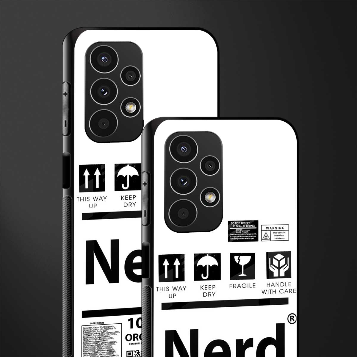 nerd white label back phone cover | glass case for samsung galaxy a13 4g