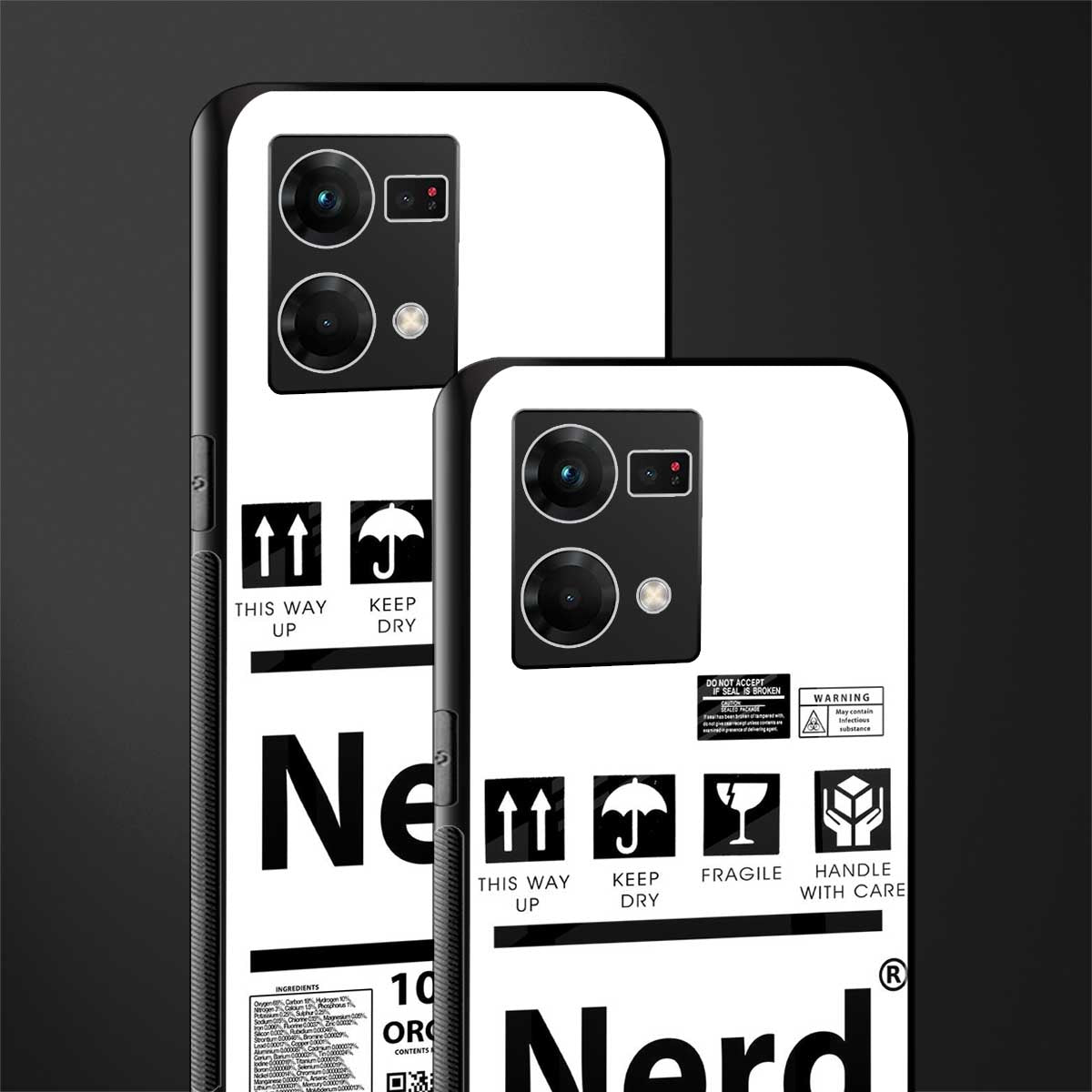 nerd white label back phone cover | glass case for oppo f21 pro 4g