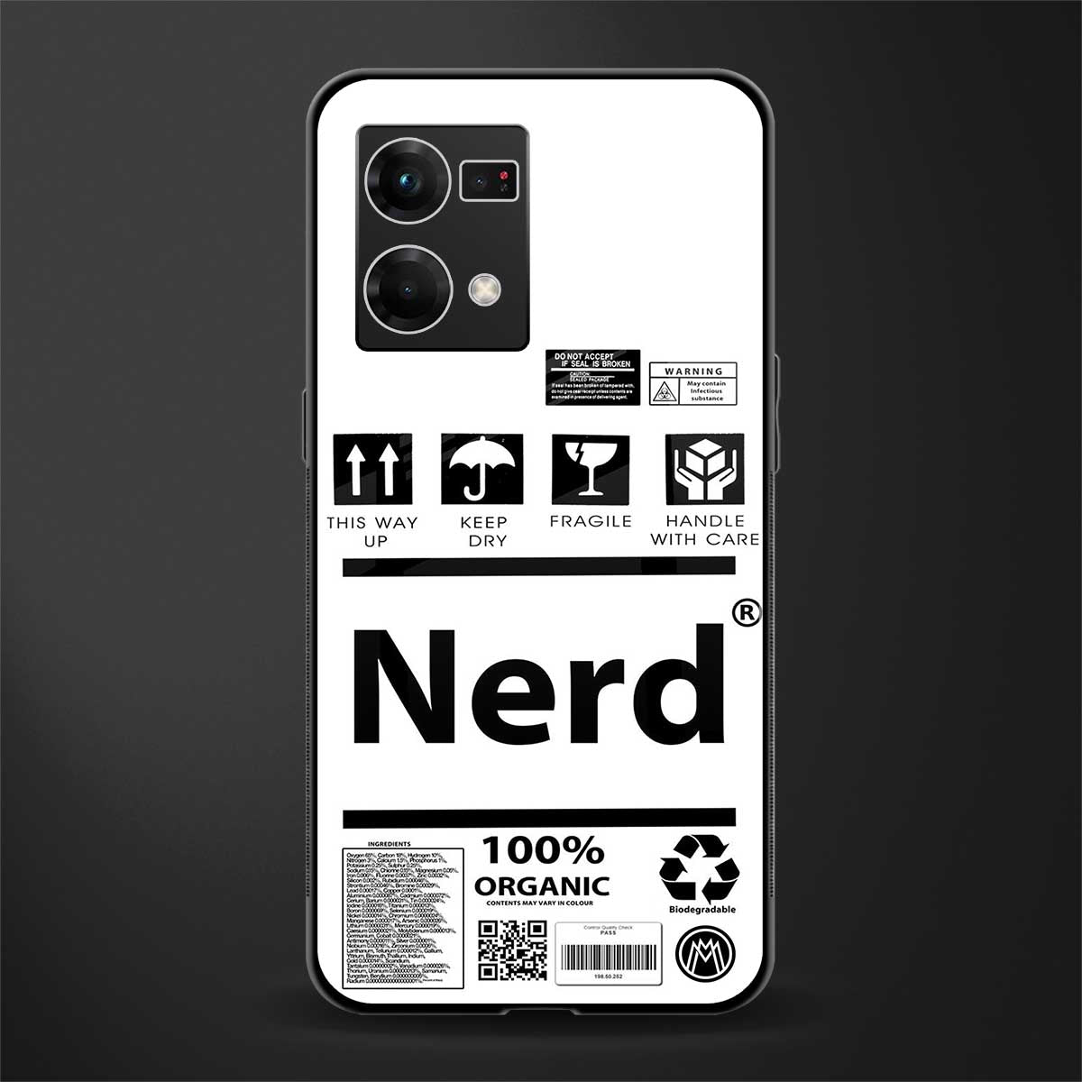 nerd white label back phone cover | glass case for oppo f21 pro 4g