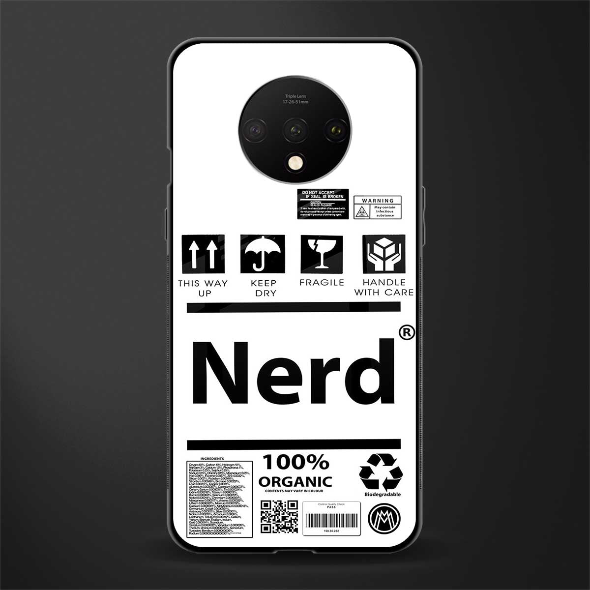 nerd white label glass case for oneplus 7t image