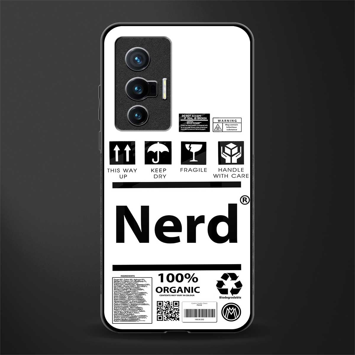 nerd white label glass case for vivo x70 image