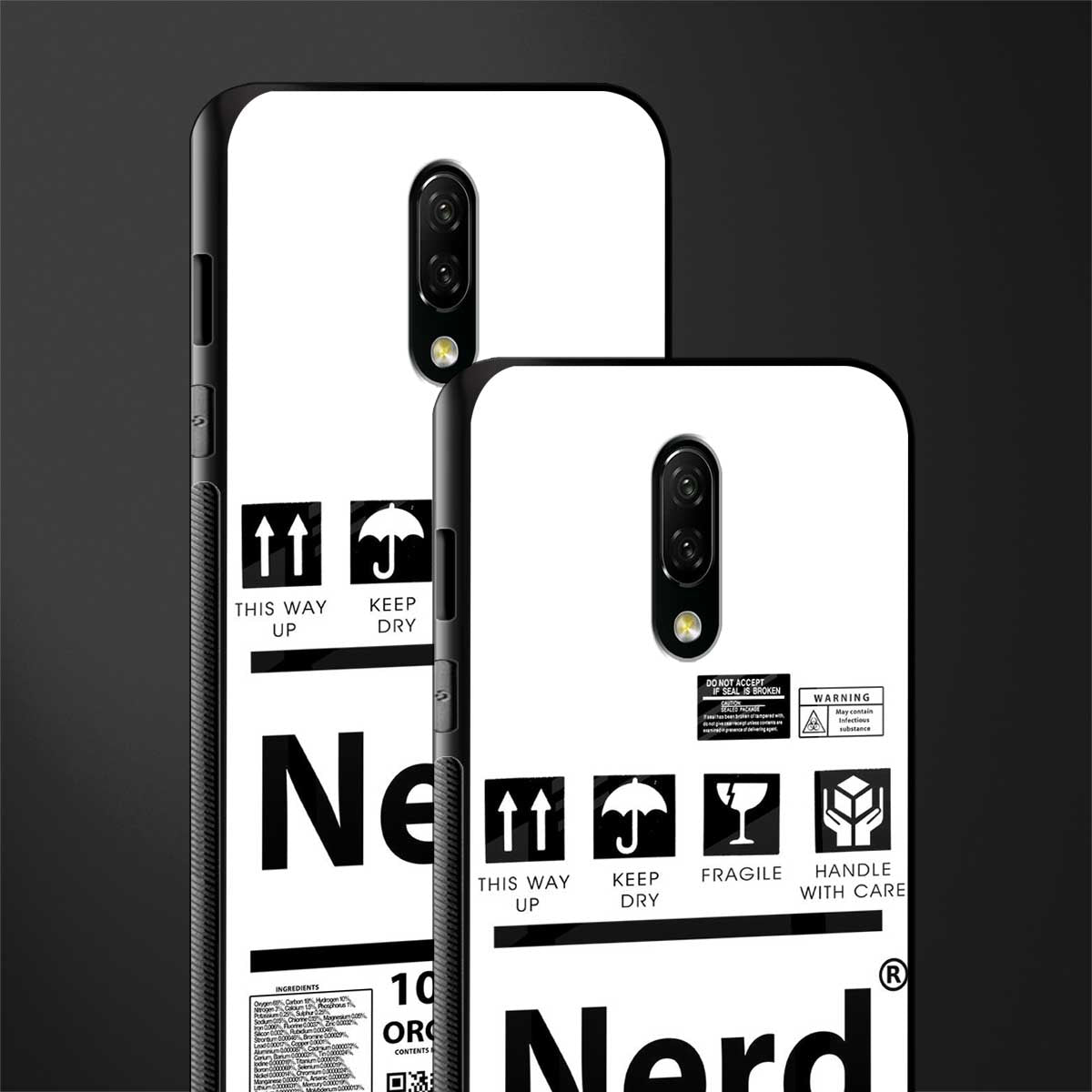 nerd white label glass case for oneplus 7 image-2
