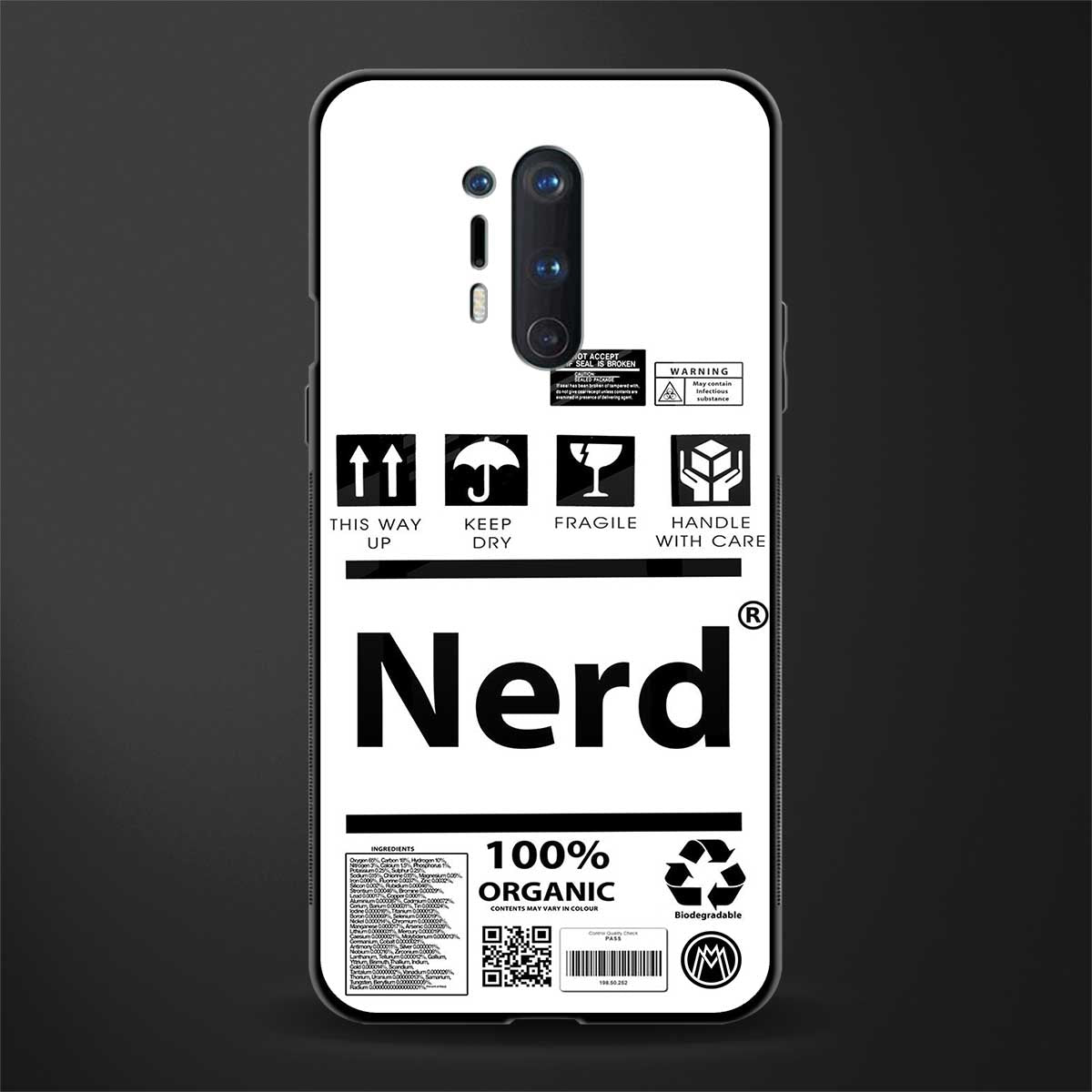 nerd white label glass case for oneplus 8 pro image