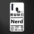 nerd white label glass case for samsung a21 image
