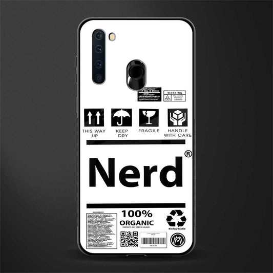 nerd white label glass case for samsung a21 image