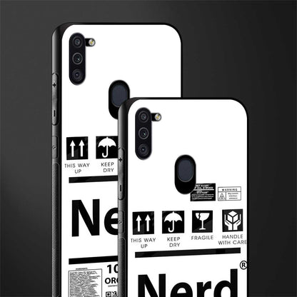nerd white label glass case for samsung galaxy m11 image-2