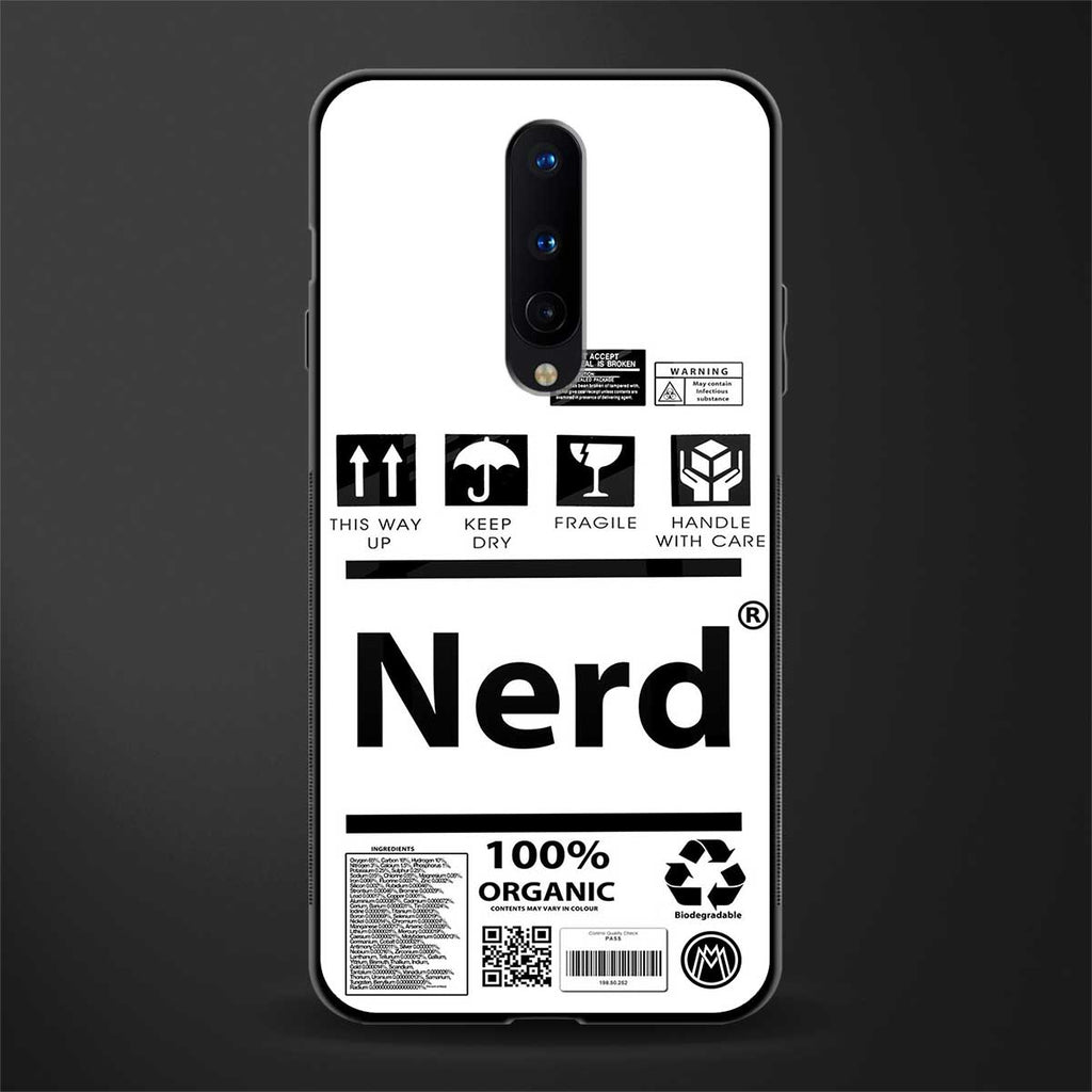 nerd white label glass case for oneplus 8 image