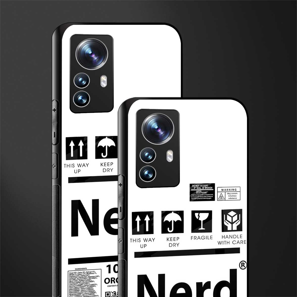 nerd white label back phone cover | glass case for xiaomi 12 pro