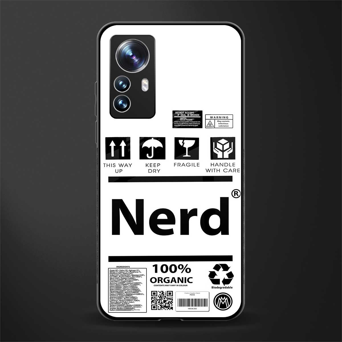 nerd white label back phone cover | glass case for xiaomi 12 pro