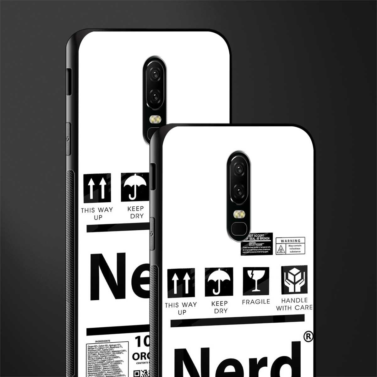 nerd white label glass case for oneplus 6 image-2
