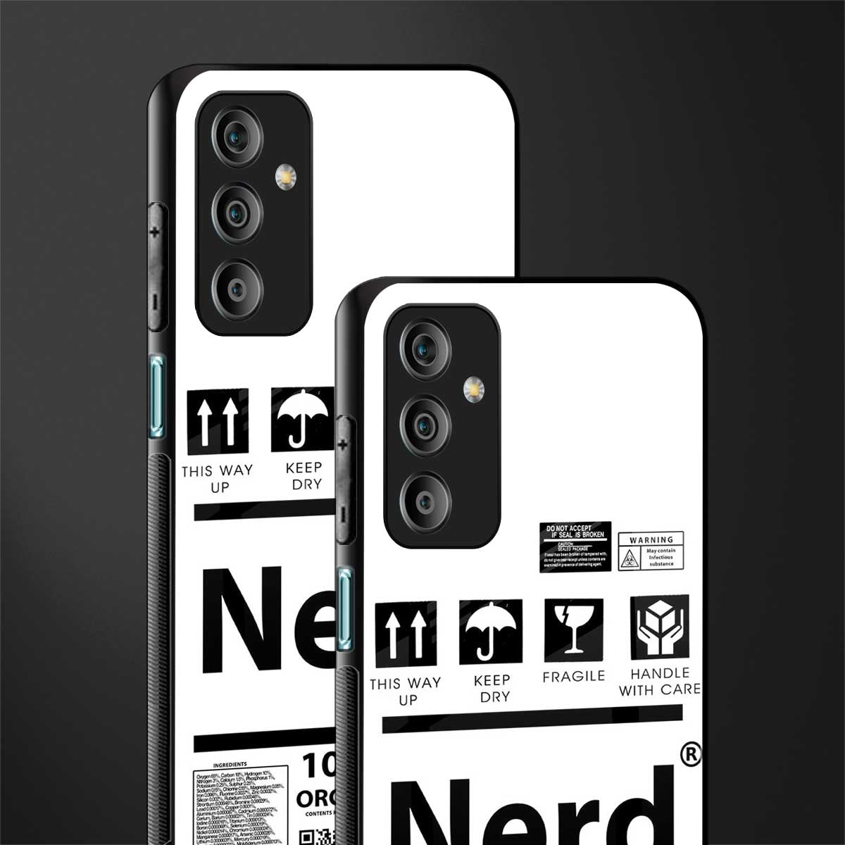 nerd white label back phone cover | glass case for samsung galaxy f23 5g