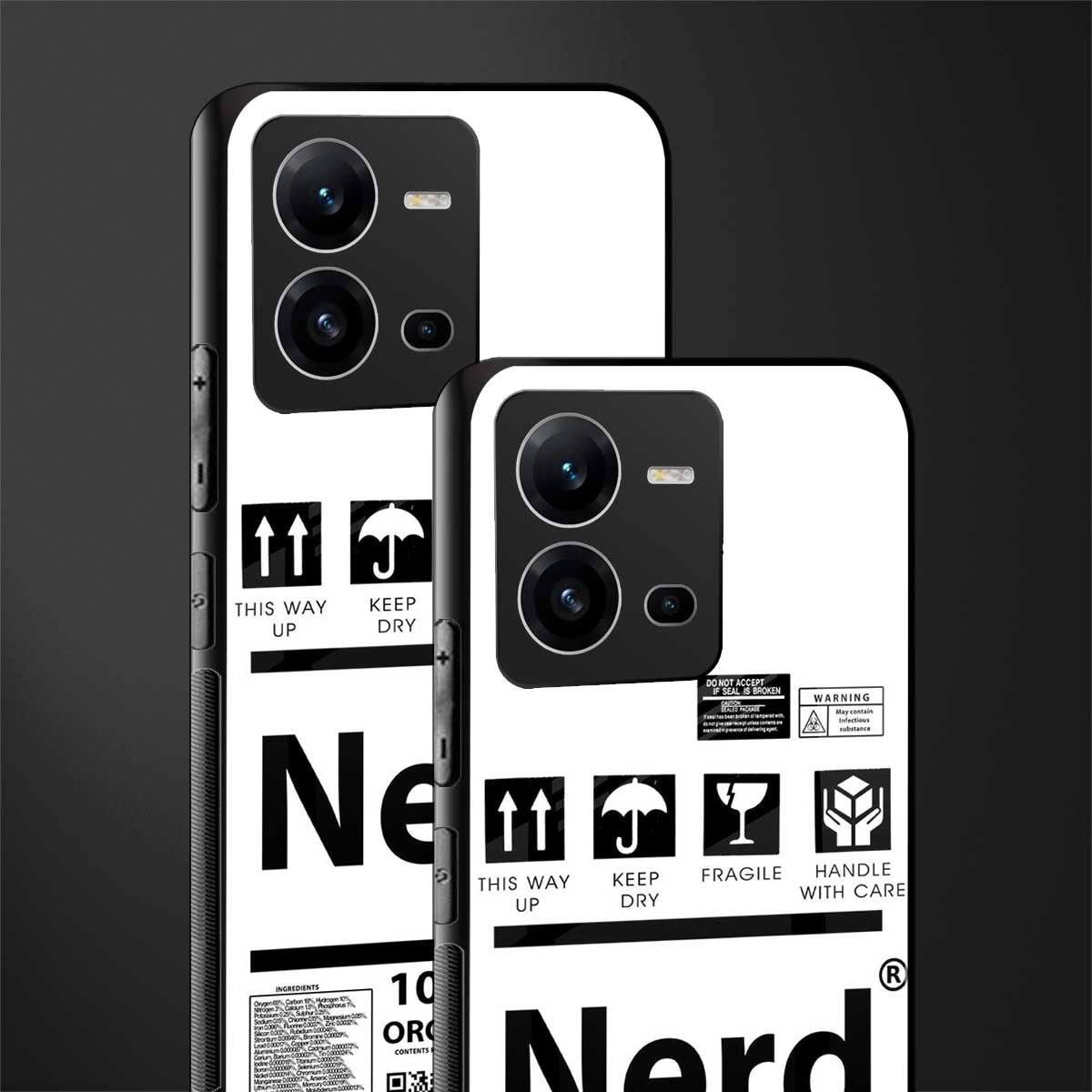 nerd white label back phone cover | glass case for vivo v25-5g