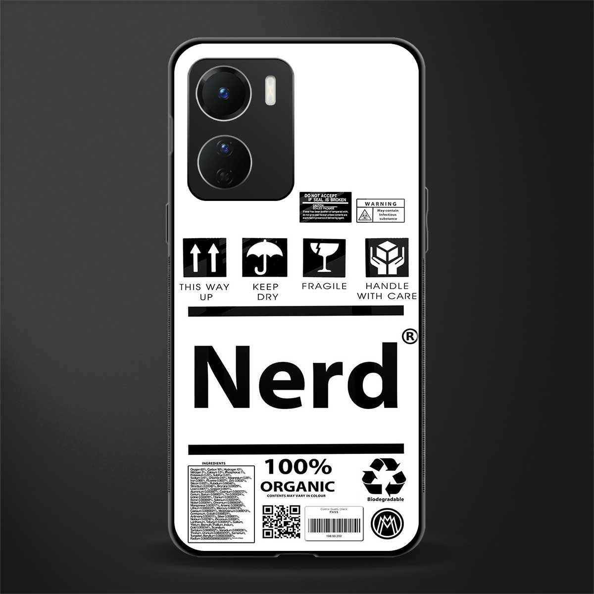 nerd white label back phone cover | glass case for vivo y16