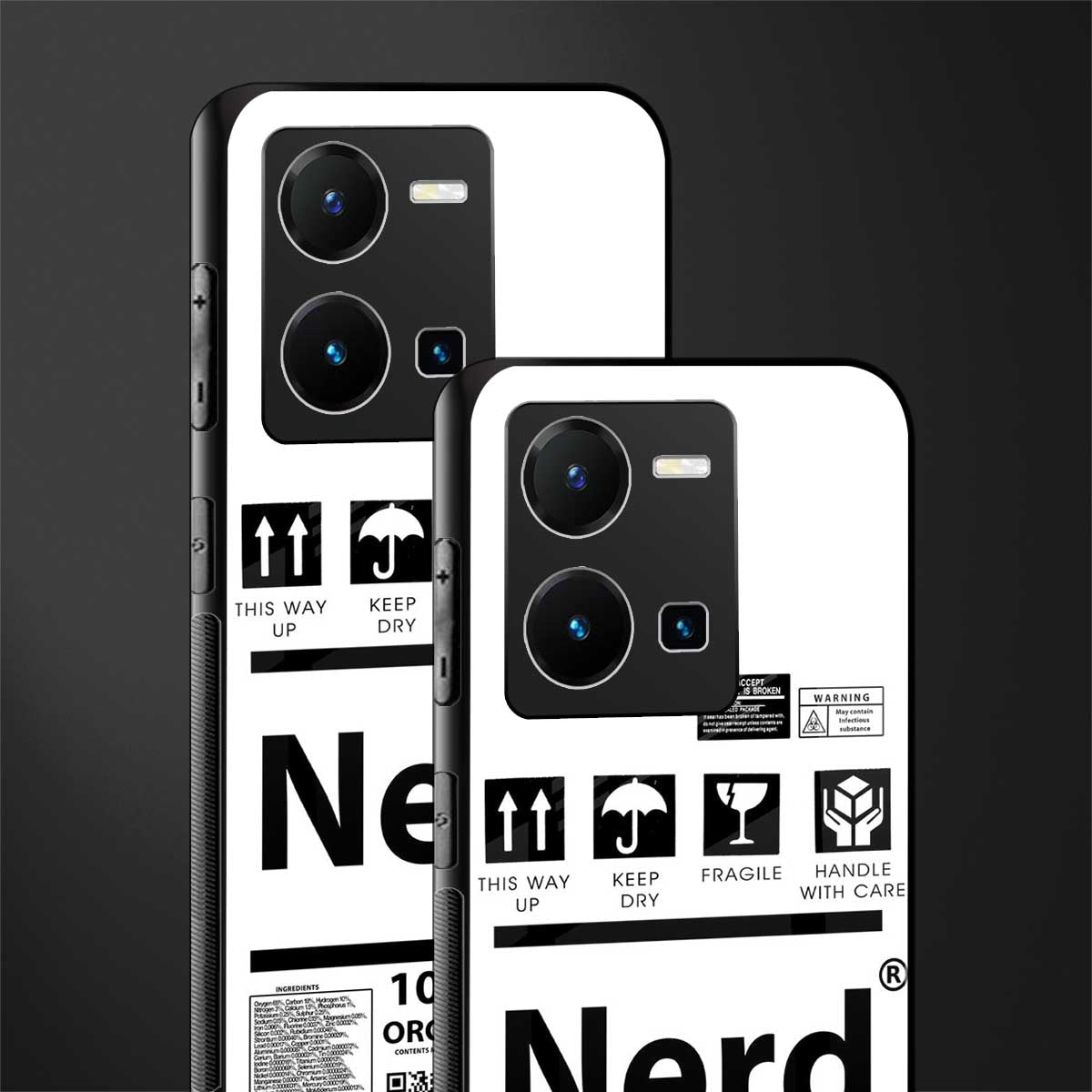 nerd white label back phone cover | glass case for vivo y35 4g