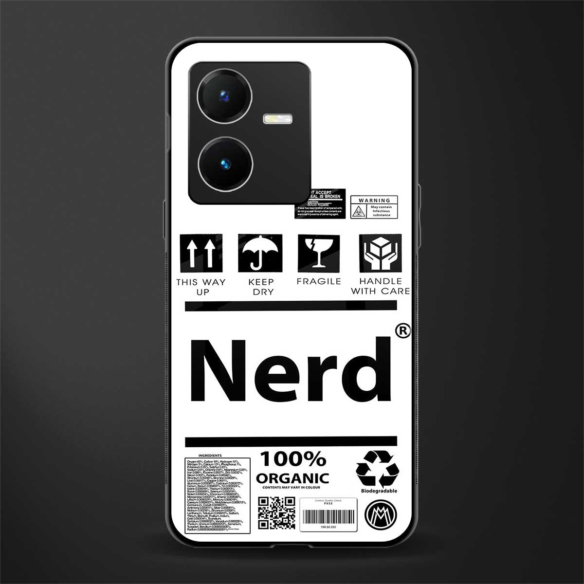 nerd white label back phone cover | glass case for vivo y22