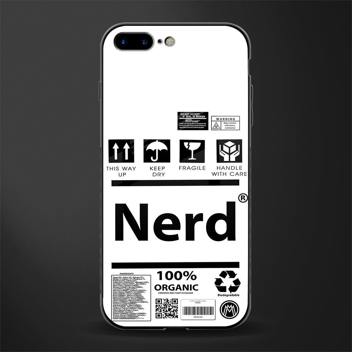 nerd white label glass case for iphone 7 plus image