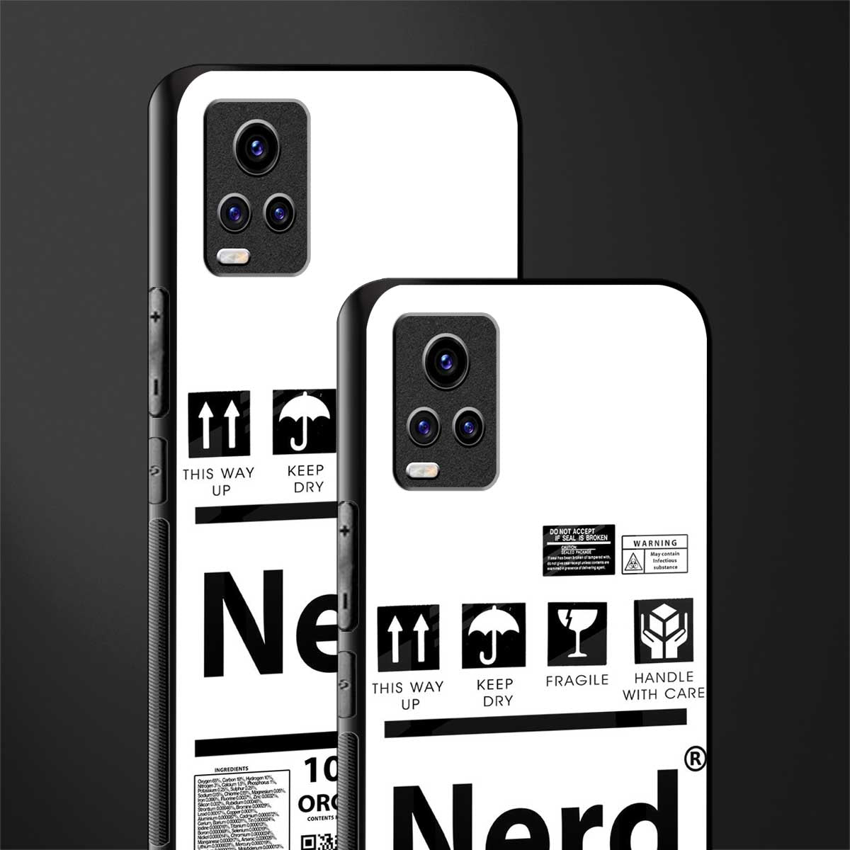 nerd white label back phone cover | glass case for vivo v21e 4g