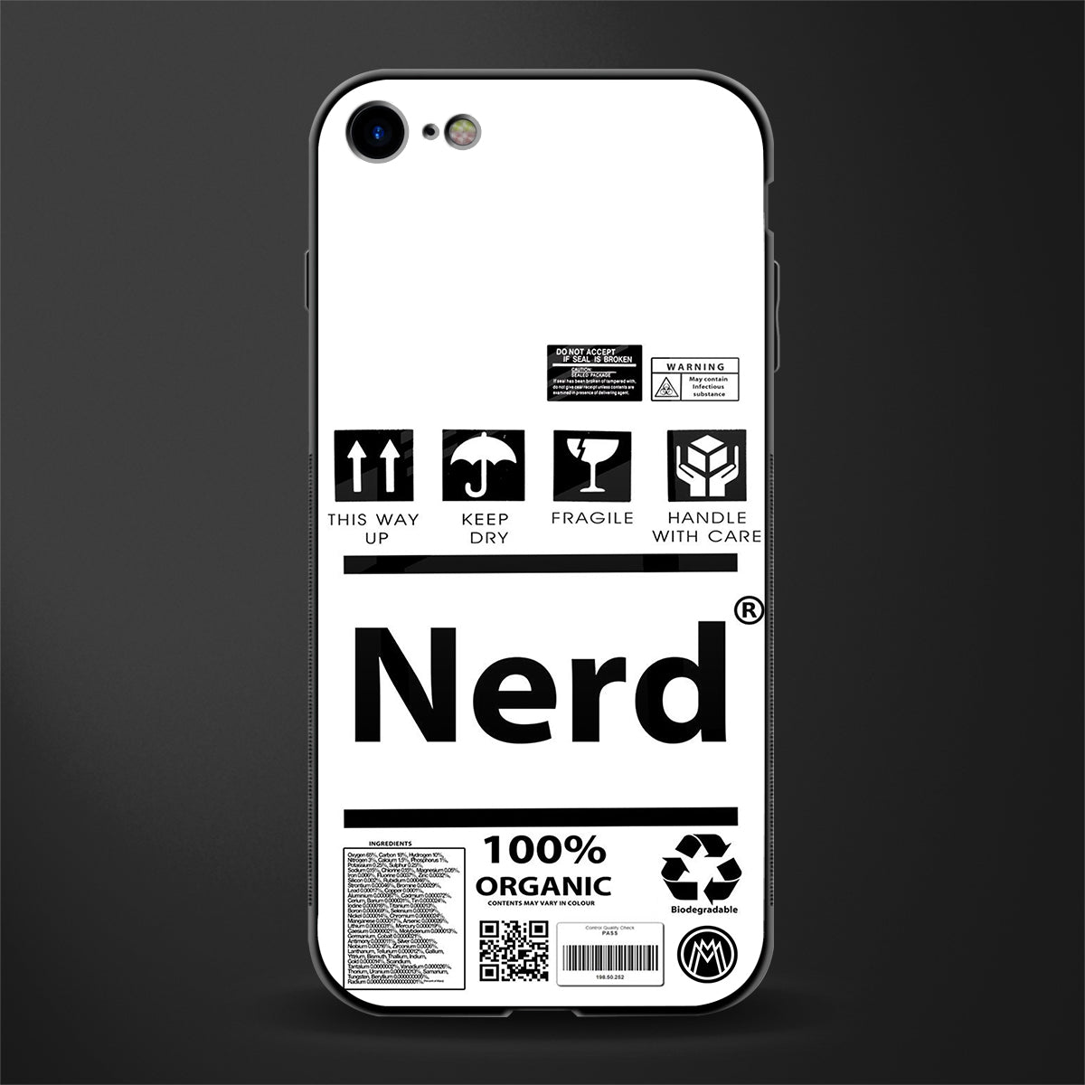 nerd white label glass case for iphone se 2020 image