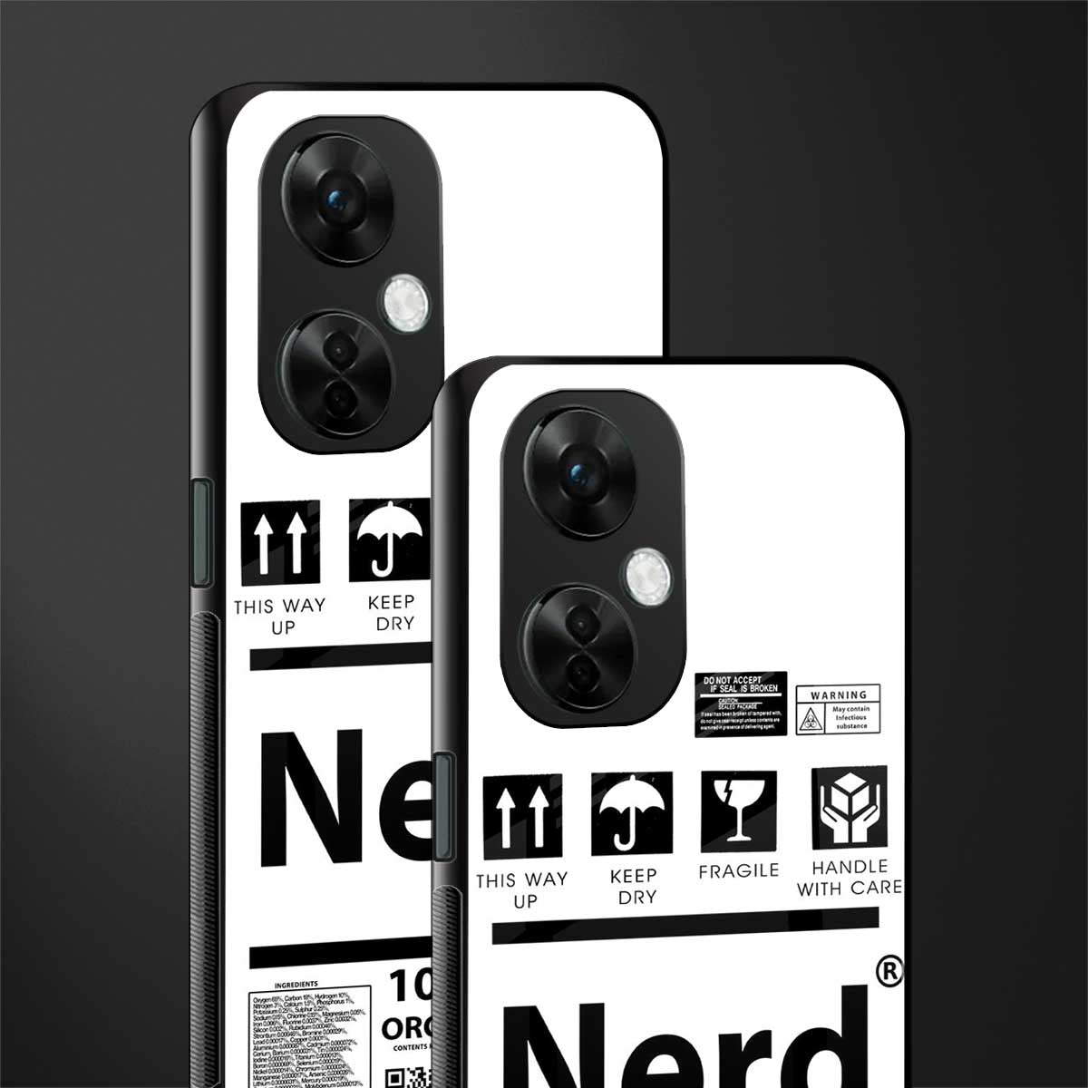 nerd white label back phone cover | glass case for oneplus nord ce 3 lite
