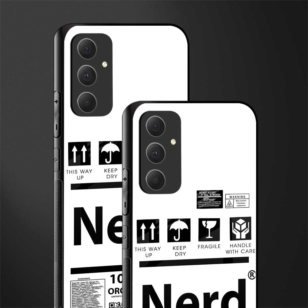 nerd white label back phone cover | glass case for samsung galaxy a54 5g