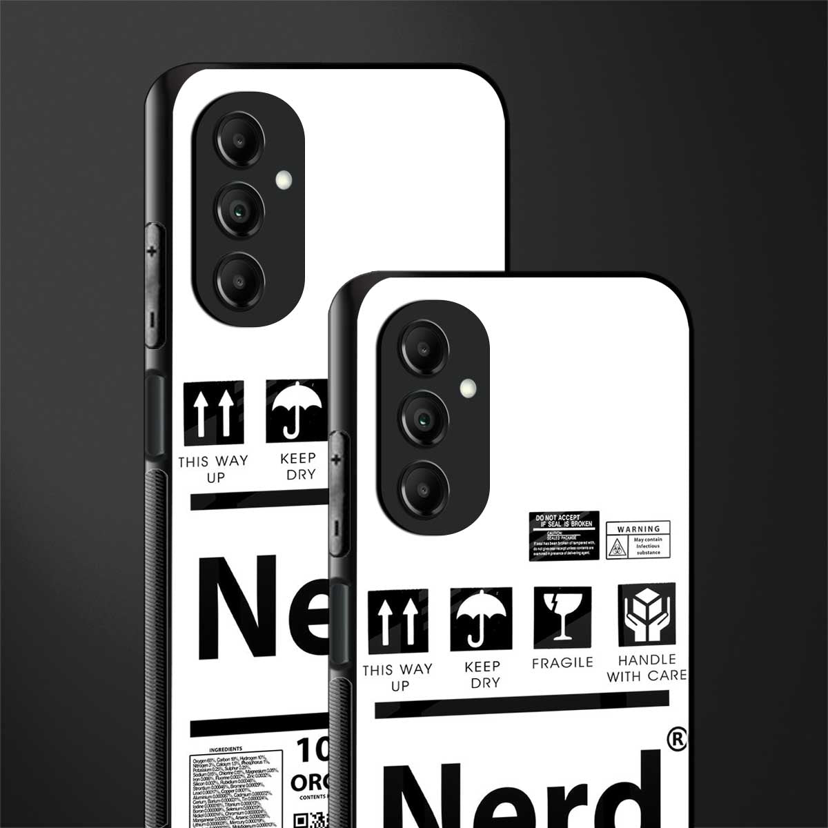 nerd white label back phone cover | glass case for samsung galaxy a14 5g