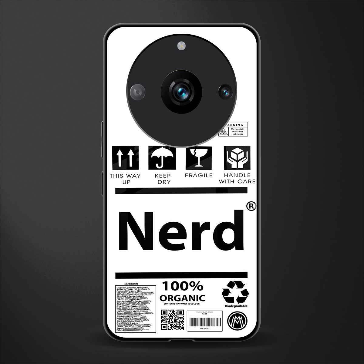 nerd white label back phone cover | glass case for realme 11 pro 5g
