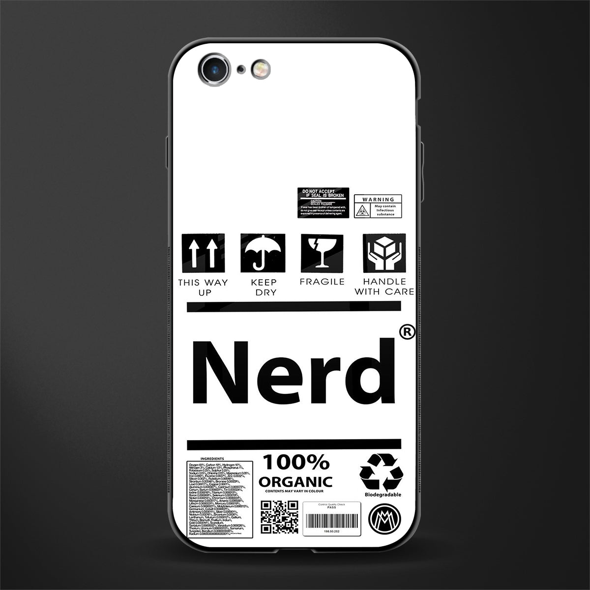 nerd white label glass case for iphone 6 plus image