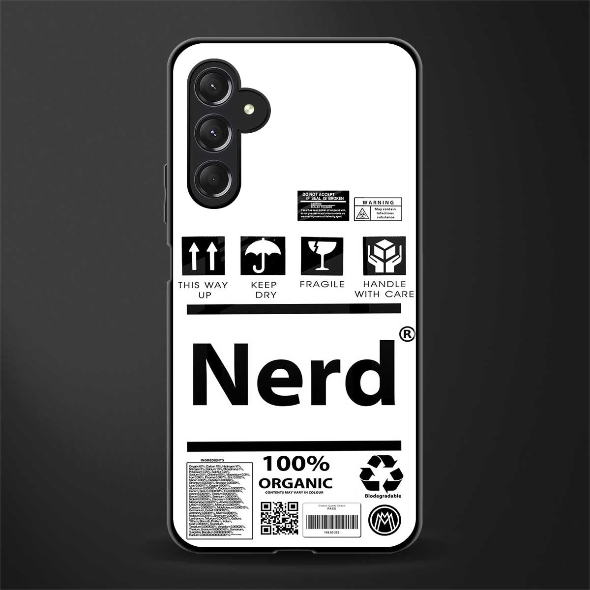 nerd white label back phone cover | glass case for samsun galaxy a24 4g