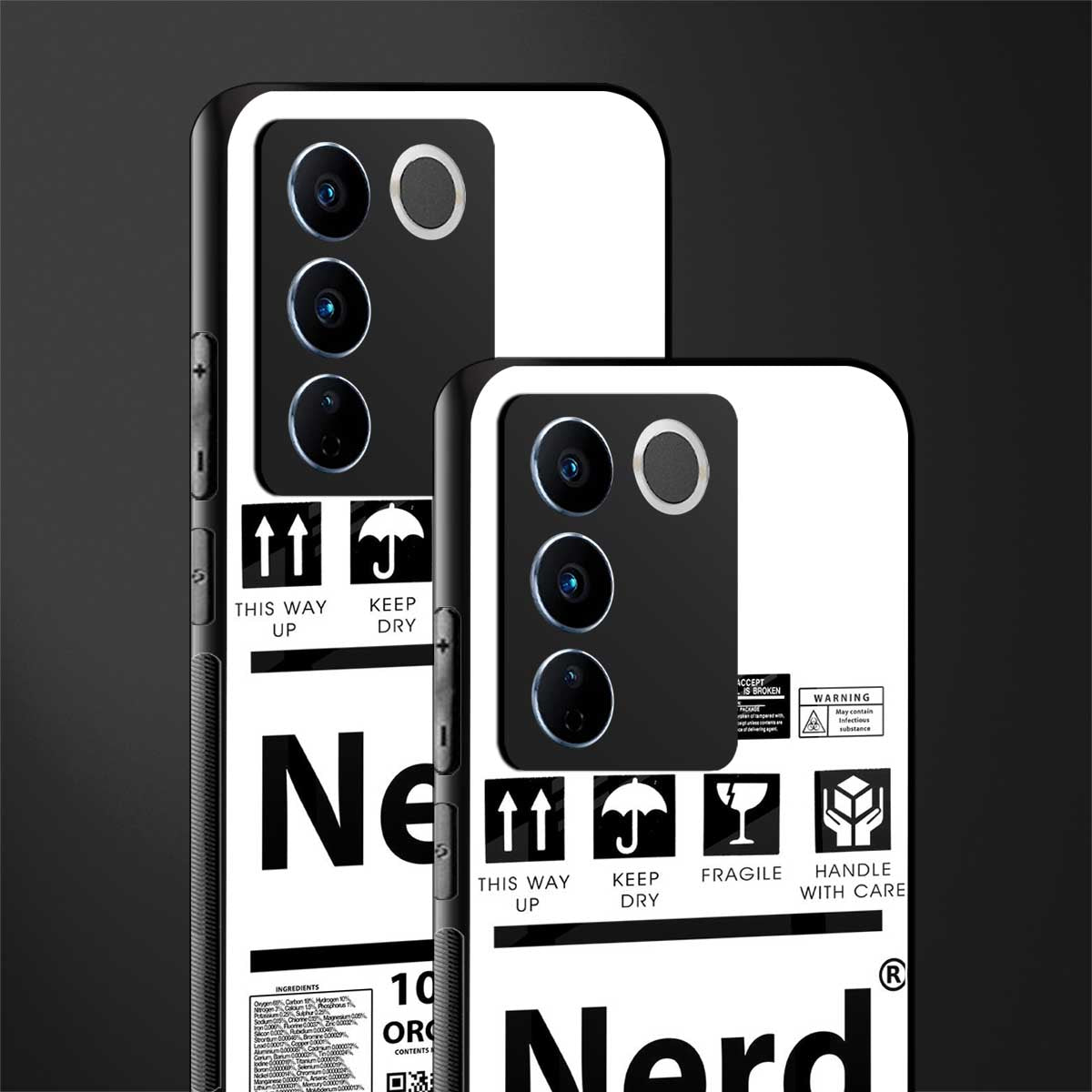 nerd white label back phone cover | glass case for vivo v27 pro 5g