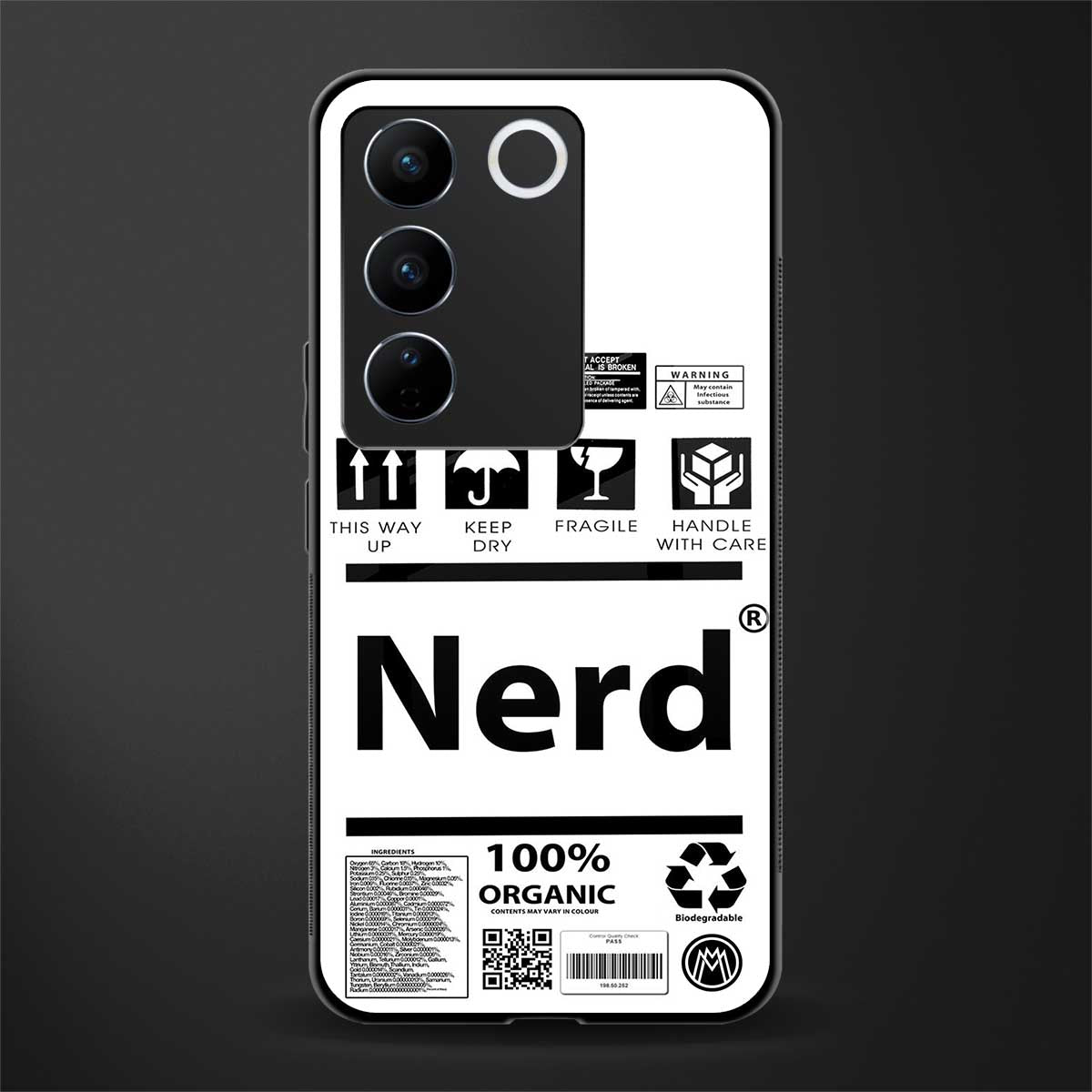 nerd white label back phone cover | glass case for vivo v27 pro 5g