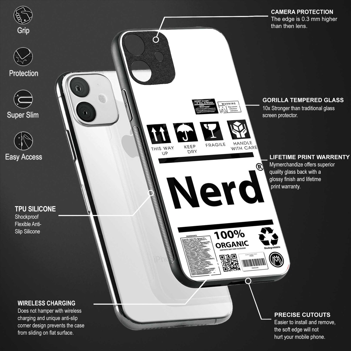 nerd white label glass case for realme c35 image-4