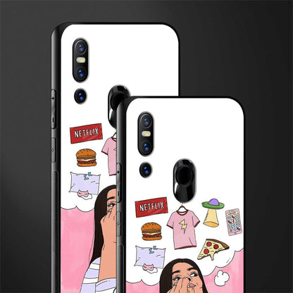 netflix and chill glass case for vivo v15 image-2