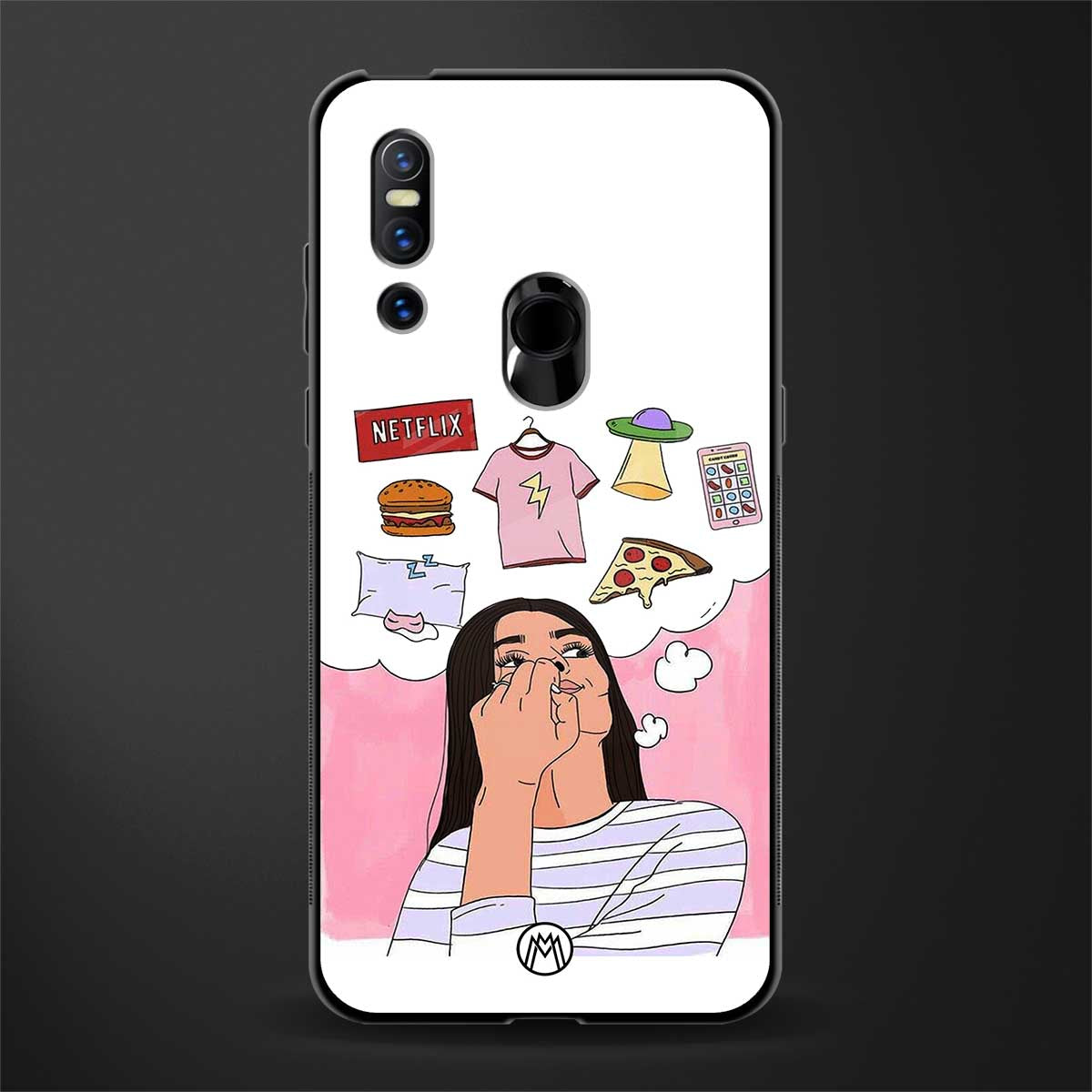 netflix and chill glass case for vivo v15 image