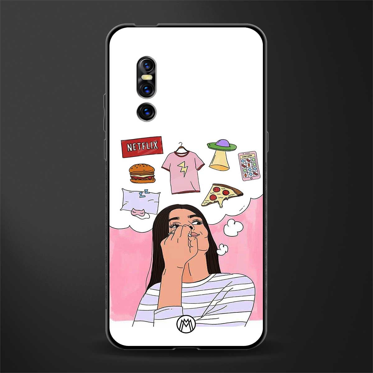 netflix and chill glass case for vivo v15 pro image