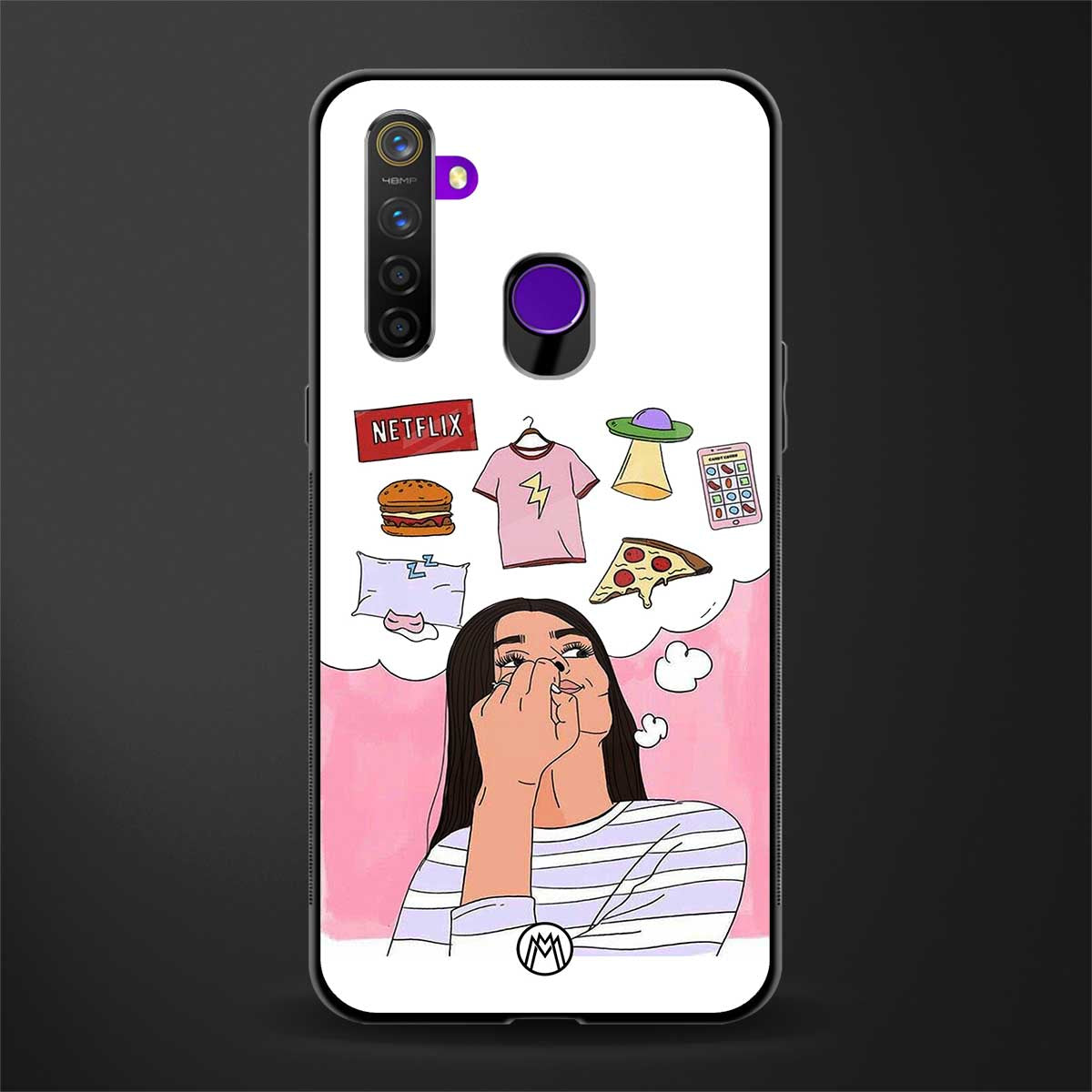 netflix and chill glass case for realme 5i image