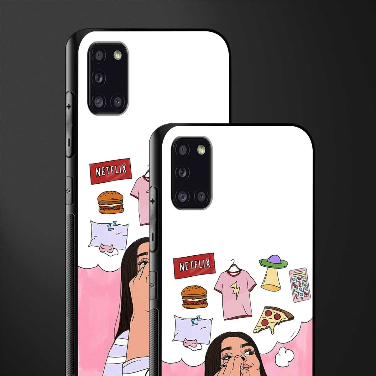 netflix and chill glass case for samsung galaxy a31 image-2