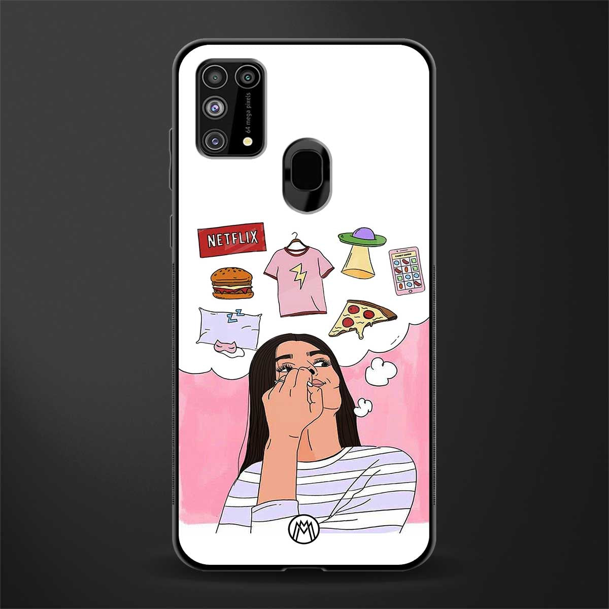 netflix and chill glass case for samsung galaxy f41 image