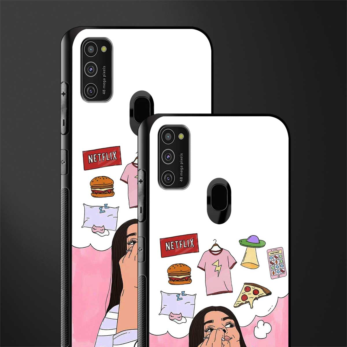 netflix and chill glass case for samsung galaxy m30s image-2