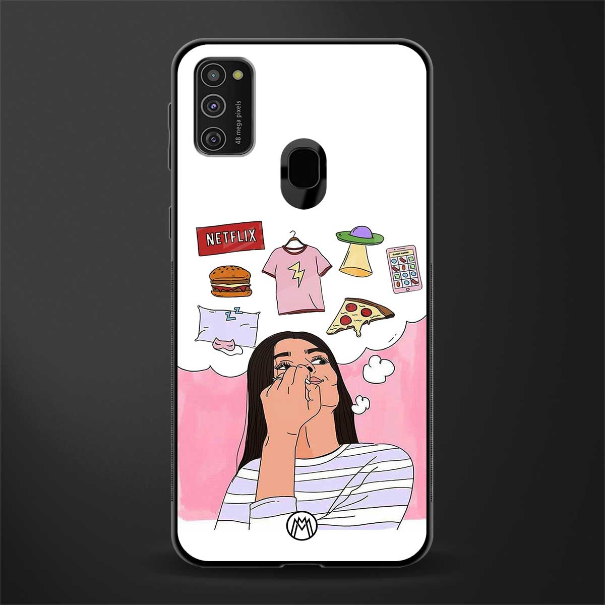 netflix and chill glass case for samsung galaxy m21 image